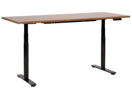 Electric Adjustable Standing Desk 180 x 80 cm Dark Wood and Black DESTINAS