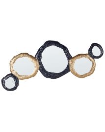 Metal Wall Mirror 109x44cm Gold and Black