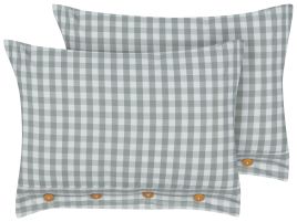 Set of 2 Cushions Chequered Pattern 40x60cm Green and White