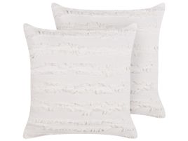 Set of 2 Cotton Cushions 45x45cm White