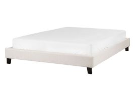 Fabric EU Double Bed Light Beige ROANNE