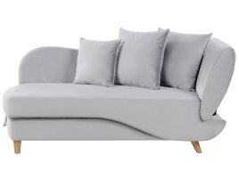Right Hand Velvet Chaise Lounge with Storage Light Grey MERI II