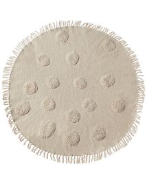 Round Cotton Area Rug 140cm Beige