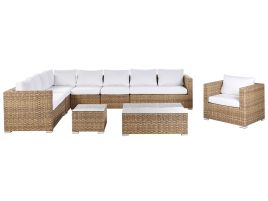 8 Seater PE Rattan Modular Garden Lounge Set Light Brown XXL
