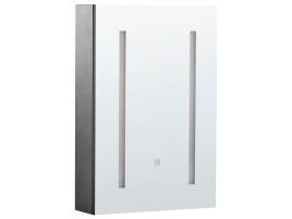 Bathroom Wall Mounted Mirror Cabinet with LED 40 x 60 cm Black CAMERON
