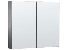 Bathroom Wall Mounted Mirror Cabinet 80 x 70 cm Black NAVARRA