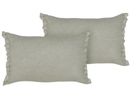 Set of 2 Linen Cushions 30x45cm Light Grey