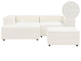 Right Hand 2 Seater Modular Boucle Corner Sofa with Ottoman White APRICA