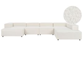 Left Hand 5 Seater Modular Boucle Corner Sofa White APRICA