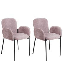 Set of 2 Fabric Dining Chairs Pink ALBEE