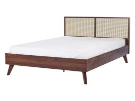 Rattan EU Double Bed Dark Wood MONPAZIER