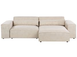 Left Hand 2 Seater Modular Velvet Corner Sofa Beige HELLNAR
