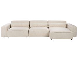 Left Hand 3 Seater Modular Velvet Corner Sofa Beige HELLNAR
