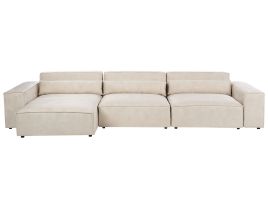 Right Hand 3 Seater Modular Velvet Corner Sofa Beige HELLNAR