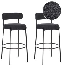 Set of 2 Boucle Bar Chairs Black ALLISON