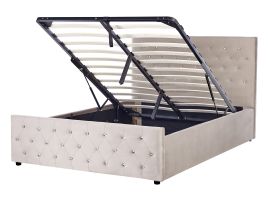 Velvet EU Double Size Ottoman Bed Taupe AMIENS