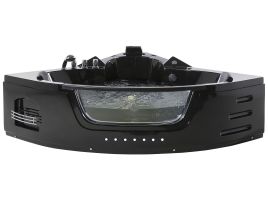 Whirlpool Corner Bath with LED 2140 x 1550 mm Black MARTINICA