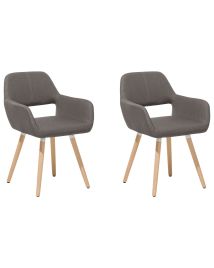 Set of 2 Fabric Dining Chairs Taupe CHICAGO
