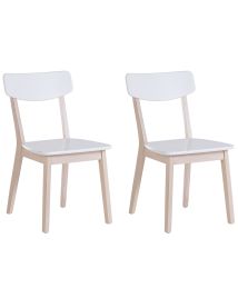 Set of 2 Wooden Dining Chairs White SANTOS
