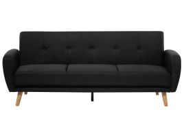3 Seater Fabric Sofa Bed Black FLORLI