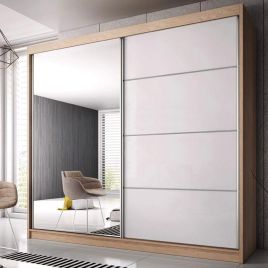 MALTA 2 Door Mirrored Sliding Wardrobe Oak - 233cm