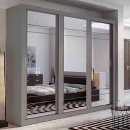 IRVINE 3 Door Mirrored Sliding Wardrobe Grey Matt - 250cm