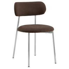 MELODY Fabric Dining Chair with Chrome Base Set of 2 - Brown