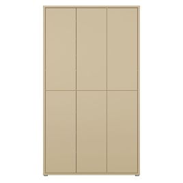 SOLARA Tall Shoe Cabinet with 6 Push to Open Doors - Butter Yellow