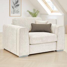 Cantrell Soft Chenille Fabric Armchair Sofa - Beige