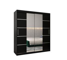 VICENZA II 2 Door Mirrored Sliding Wardrobe Black - 180cm