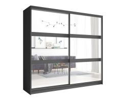 FINORIA 2 Door Mirrored Sliding Wardrobe Graphite - 230cm