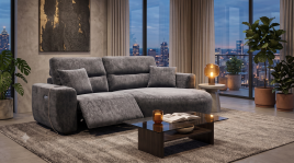 DRELVAN Fabric 2 Seater Electric Recliner Corner Sofa - L Shaped - Right Hand Facing - Black