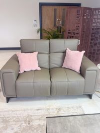 ROVELAN Leather 2 Seater Electric Recliner Sofa - Grey