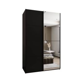 BRADLEY 2 Door Mirrored Sliding Wardrobe Black - 160cm