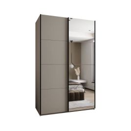 BRADLEY 2 Door Mirrored Sliding Wardrobe Beige - 160cm
