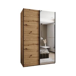 BRADLEY 2 Door Mirrored Sliding Wardrobe Medium Oak - 160cm