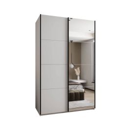 BRADLEY 2 Door Mirrored Sliding Wardrobe White - 160cm