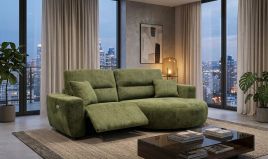 DRELVAN Fabric 2 Seater Electric Recliner Corner Sofa - L Shaped - Right Hand Facing - Green