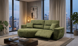 DRELVAN Fabric 2 Seater Electric Recliner Corner Sofa - L Shaped - Left Hand Facing - Green