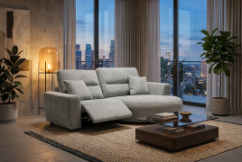 DRELVAN Fabric 2 Seater Electric Recliner Corner Sofa - L Shaped - Right Hand Facing - Grey