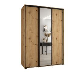 CAVESSA 3 Door Mirrored Sliding Wardrobe Medium Oak - 170cm