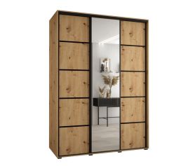 CAVESSA 3 Door Mirrored Sliding Wardrobe Medium Oak - 180cm