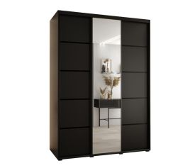 CAVESSA 3 Door Mirrored Sliding Wardrobe Black - 180cm