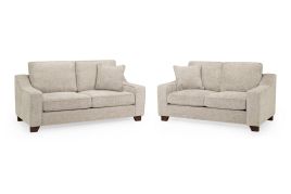 Sofa Set - KAMILA Plush Fabric 3 Seater and 2 Seater Sofa Set Stone 196cm