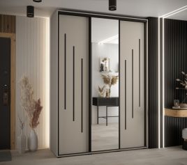 NELSON II 3 Door Mirrored Sliding Wardrobe Beige - 170cm