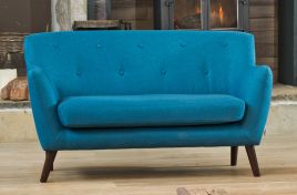 2 Seater Sofa - ELVERRA Fabric Sofa Dark Legs - Teal