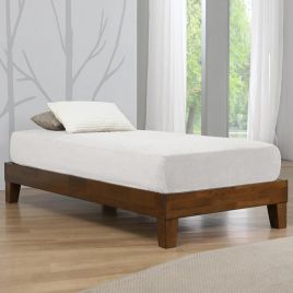 Buxton Solid Wooden Platform Single Size Bed - Rustic Oak