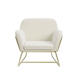 Winchester Armchair With Brushed Gold Legs - Cream Velvet