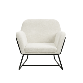Winchester Armchair with Matte Black Legs - Ivory Boucle
