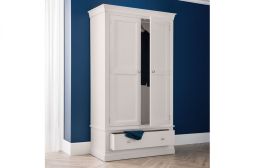 CASSIAN 2 Door Wardrobe with 1 Drawer Light Grey - 110cm